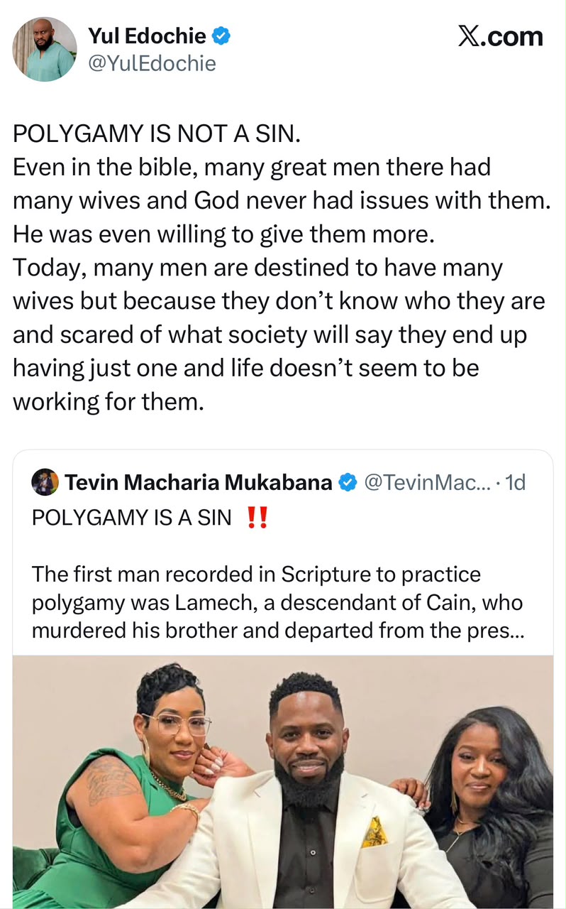 Polygamy is not a sin - Yul Edochie argues